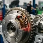چرخ‌دنده سیستم زمان‌بندی متغیر سوپاپ VVT و شیر برقی OCV روی میل‌سوپاپ موتور